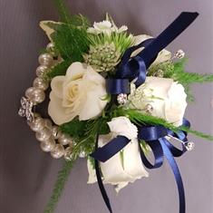 Butterfly, pearl and diamante wrist corsage