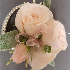 Diamante blush pink wrist corsage