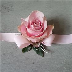 Pink Ribbon Single Rose Wrist Corsage