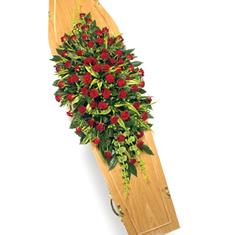 Red Rose and Hypericum Casket Spray 