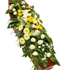 Yellow and White Casket Spray 