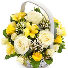 Yellow and White Basket