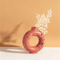 Brick Red Terrazzo Speckled Small Circle Vase