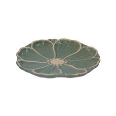 Stoneware Green Flower Plate