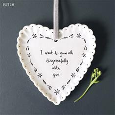 Scallop Hanging Heart- Grow Old With You