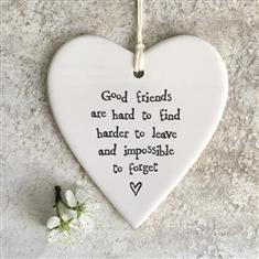 Porcelain Hanging Heart- Good Friends