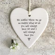 Porcelain Hanging Heart- No Matter