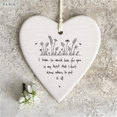 Porcelain Hanging Heart- So much love